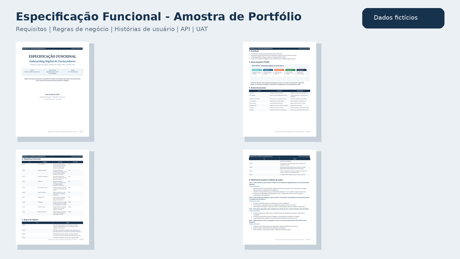 Prévia de especificação funcional de sistema e APIs